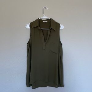 Pleione Sleeveless Olive Green Blouse Size S